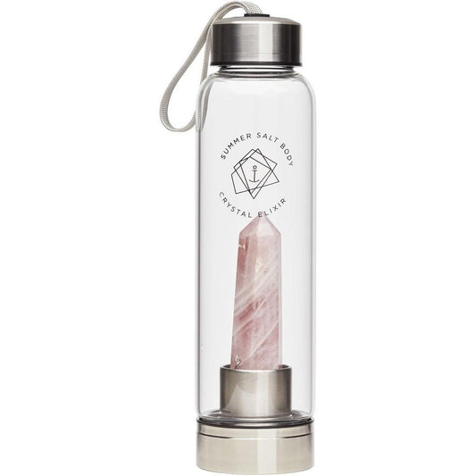 Rose Quartz Crystal Elixir Glass Water Bottle