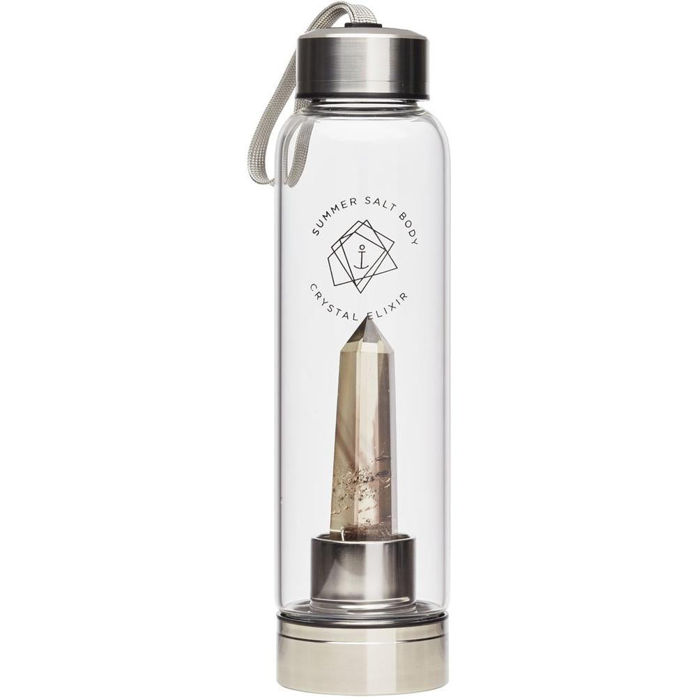 Smoky Quartz Crystal Elixir Glass Water Bottle