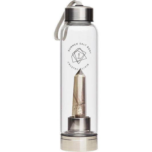 Smoky Quartz Crystal Elixir Glass Water Bottle