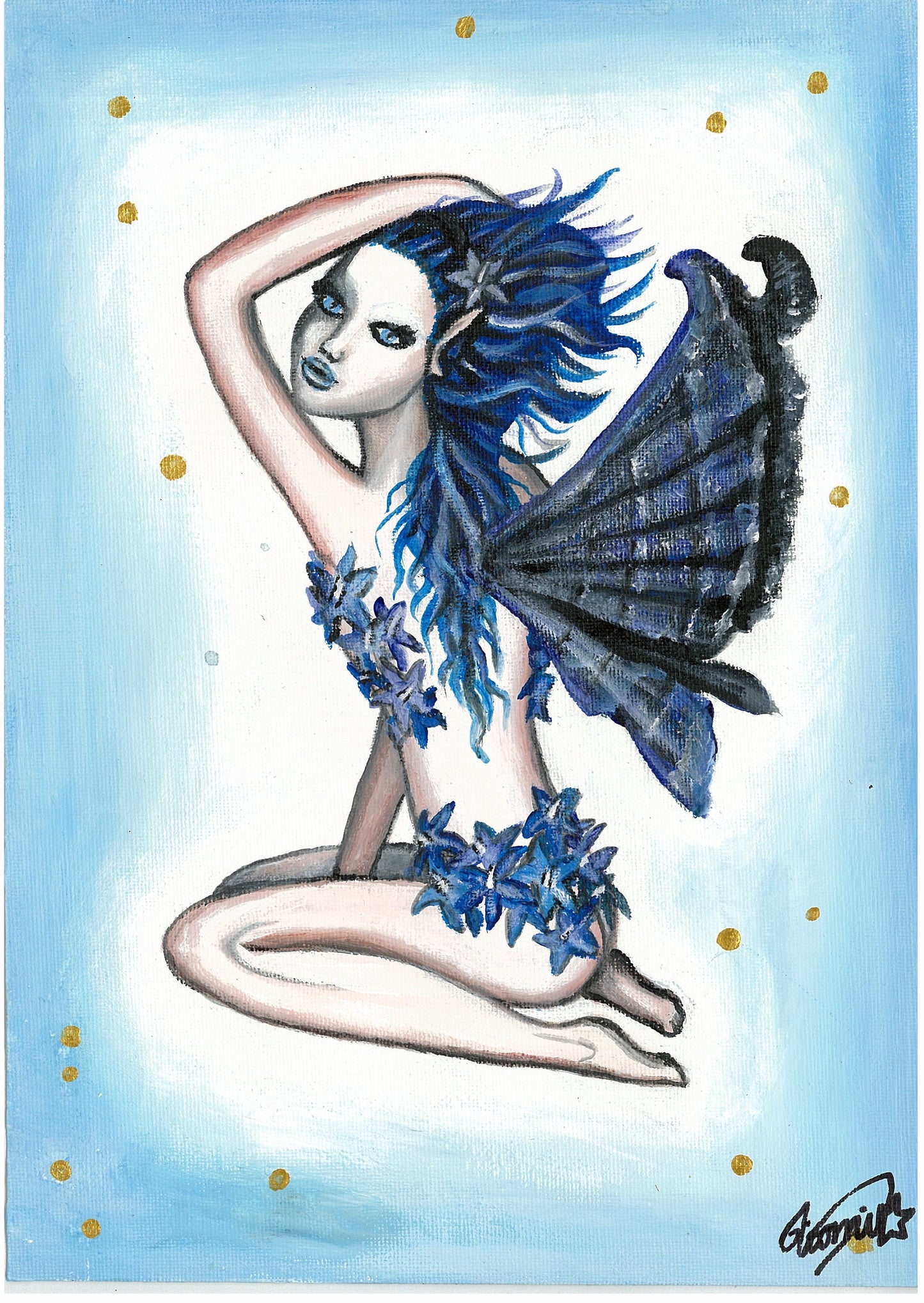 Royal Blue Bell Fairy Print