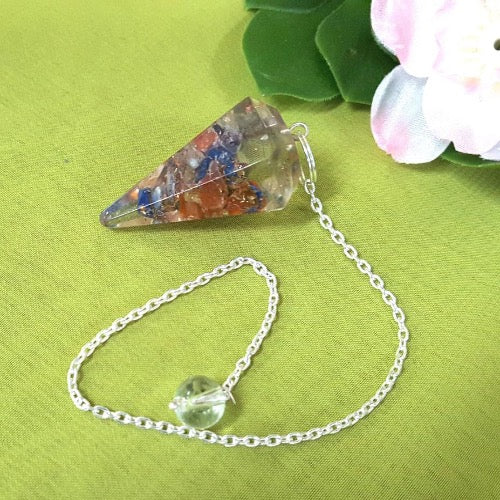 Orgonite Chakra Faceted Pendulum